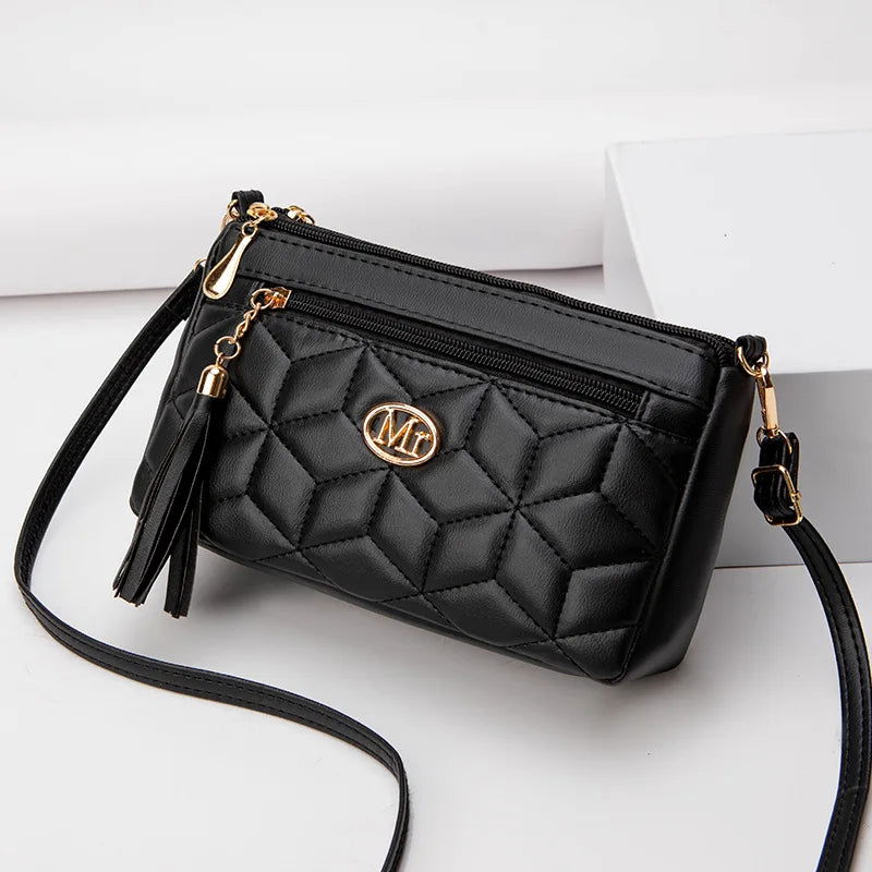 Chic Viola Double Zipper Crossbody Bag for Effortless Style - Lizabella Fashion -  -  - Chic Viola Double Zipper Crossbody Bag for Effortless Style - Lizabella Fashion - #tag1# - #tag2#