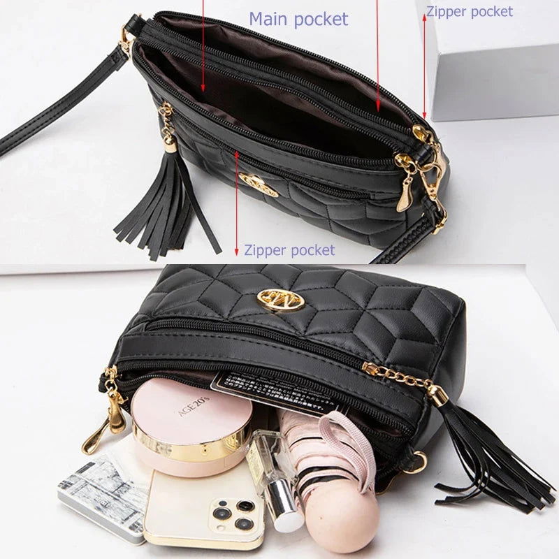 Chic Viola Double Zipper Crossbody Bag for Effortless Style - Lizabella Fashion -  -  - Chic Viola Double Zipper Crossbody Bag for Effortless Style - Lizabella Fashion - #tag1# - #tag2#