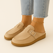 Comode mules in pelle scamosciata da donna con dettaglio fibbia 1