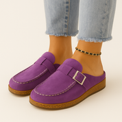 Comode mules in pelle scamosciata da donna con dettaglio fibbia 4