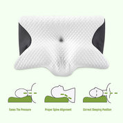 Cuscino cervicale in memory foam a forma di farfalla con braccioli per chi dorme su un fianco o sulla schiena 2