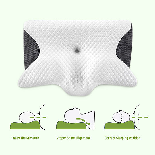 Cuscino cervicale in memory foam a forma di farfalla con braccioli per chi dorme su un fianco o sulla schiena 2