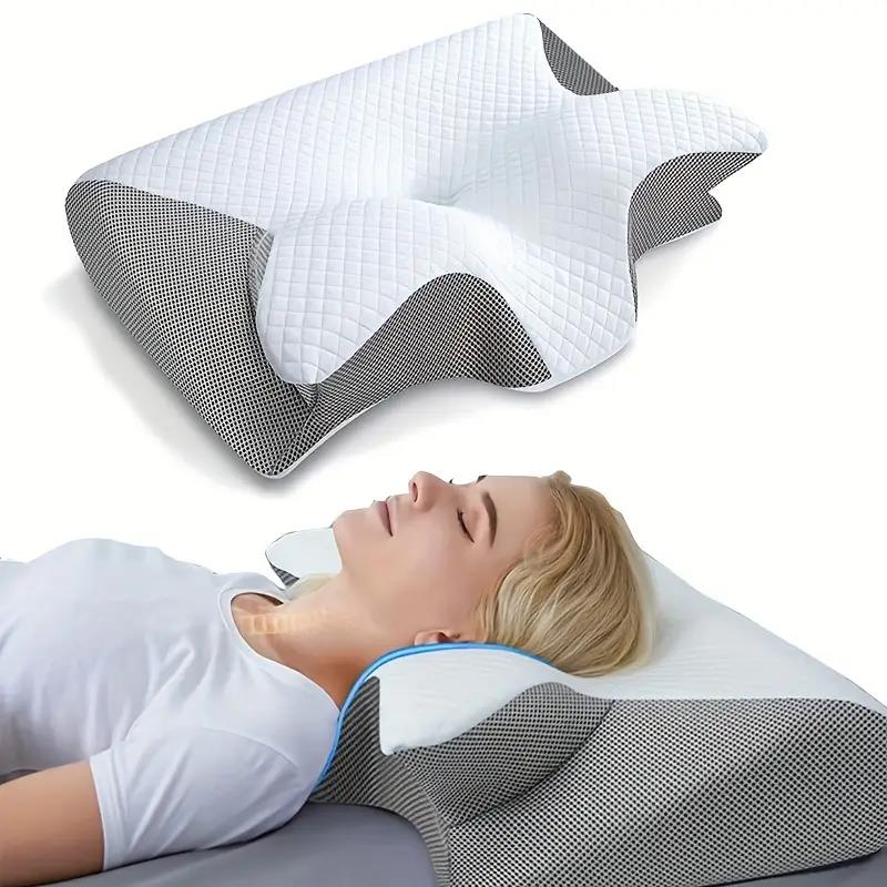 Cuscino cervicale in memory foam a forma di farfalla con braccioli per chi dorme su un fianco o sulla schiena 6