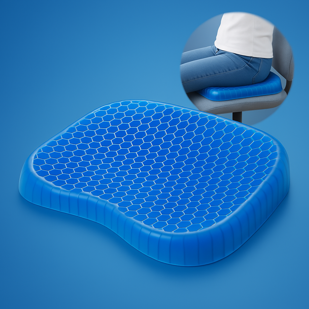 Cuscino di sedile in gel ortopedico di comfortgel | Aiuto a pressione - Dolore al cespuglio - Supporto sulla parte bassa della schiena - Per sedia da ufficio - auto - uso sedia a rotelle 0