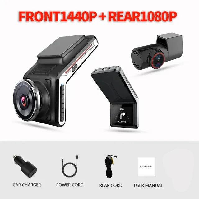 Dashcam 4K anteriore e posteriore | Visione notturna e modalità parcheggio 24 ore su 24 | DriveCam | Obiettivo F1.8 4