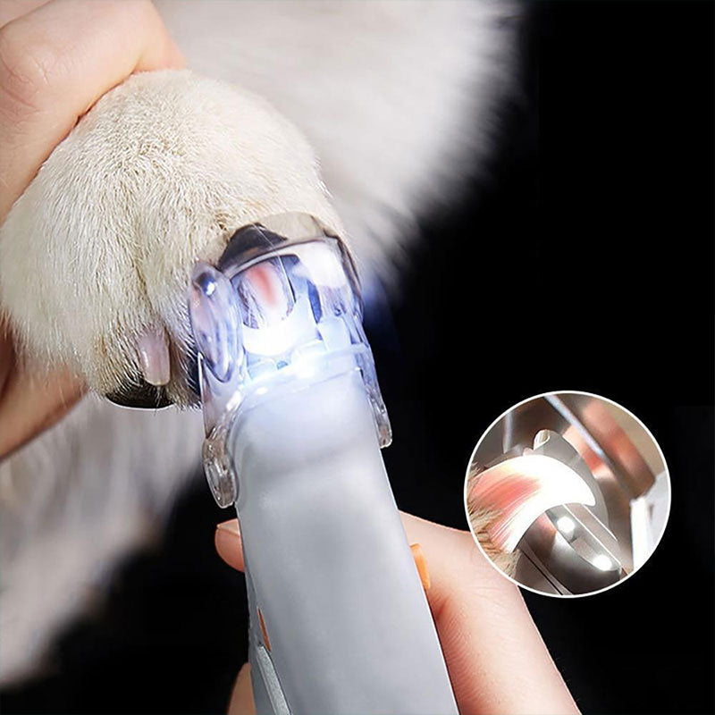 Tagliaunghie per animali domestici con luce LED, sicuro e preciso, ideale per cani e gatti. Strumento per la cura delle unghie, facile da usare.