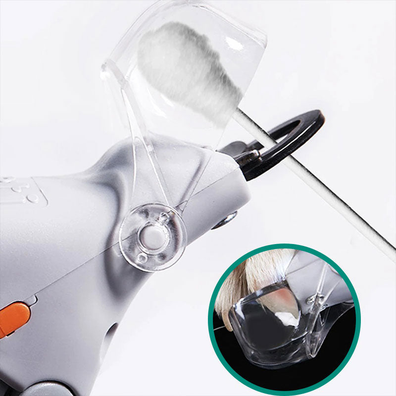 Tagliaunghie per animali domestici con protezione trasparente, design ergonomico, lama in acciaio inox, ideale per cani e gatti. Sicuro e facile da usare.