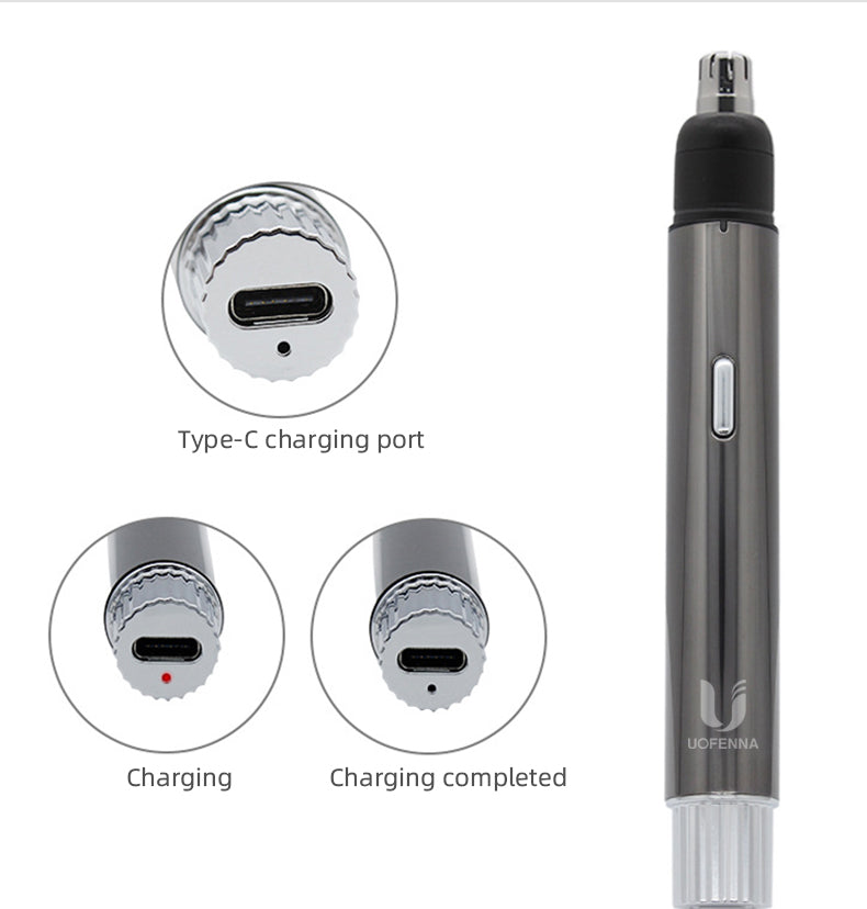 Penna elettronica ricaricabile con porta Type-C, indicatore di carica, design elegante in metallo, compatibile USB-C, accessorio tecnologico moderno.
