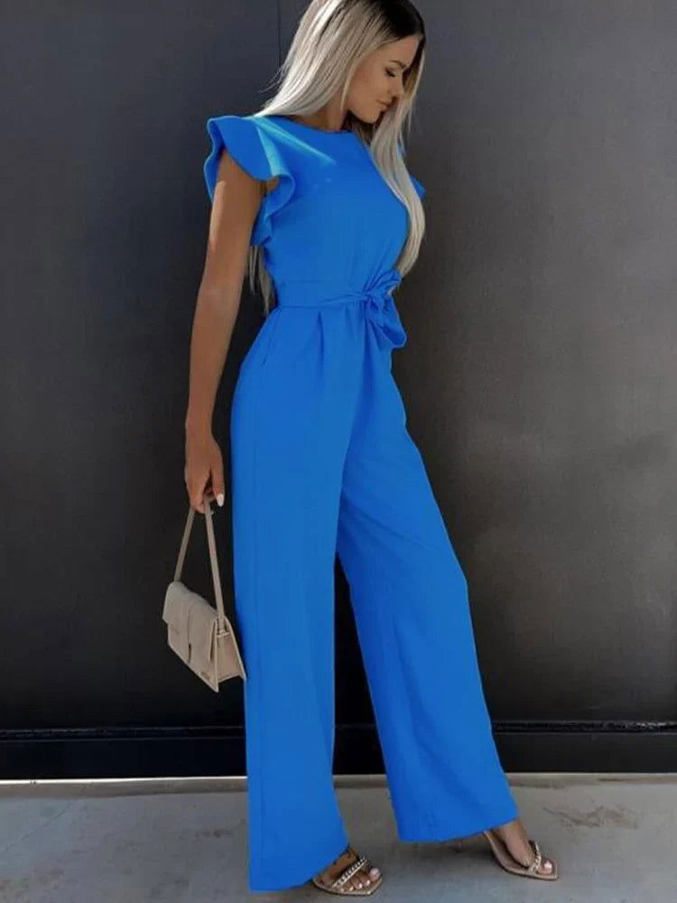 Elegant Ivory Jumpsuit with Chic Bow Detail - Lizabella Fashion -  -  - Elegant Ivory Jumpsuit with Chic Bow Detail - Lizabella Fashion - #tag1# - #tag2#
