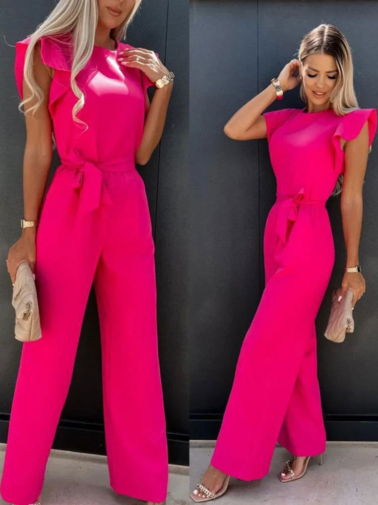 Elegant Ivory Jumpsuit with Chic Bow Detail - Lizabella Fashion -  -  - Elegant Ivory Jumpsuit with Chic Bow Detail - Lizabella Fashion - #tag1# - #tag2#