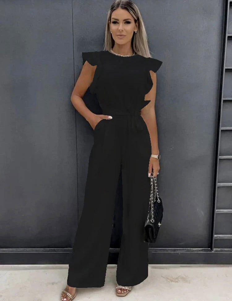 Elegant Ivory Jumpsuit with Chic Bow Detail - Lizabella Fashion -  -  - Elegant Ivory Jumpsuit with Chic Bow Detail - Lizabella Fashion - #tag1# - #tag2#