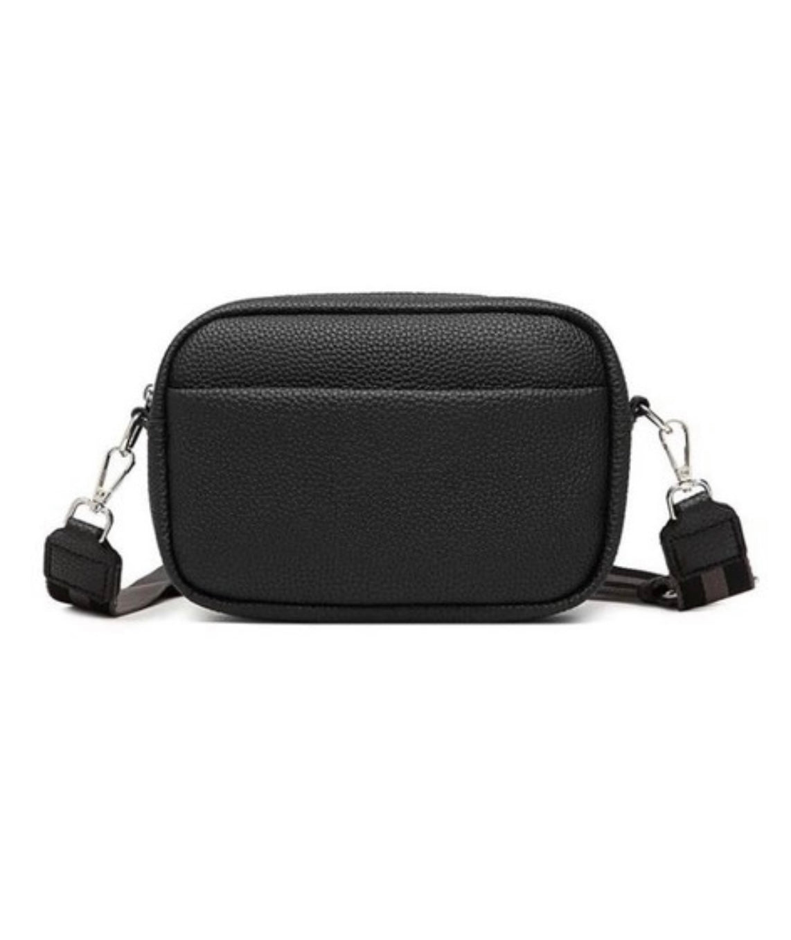 Borsa a tracolla nera in pelle, design compatto e moderno, con tracolla regolabile e chiusura a zip. Accessorio elegante per ogni occasione.