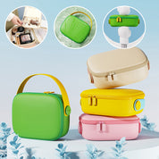 Set di borse da viaggio colorate con manico, design compatto e moderno. Ideali per cosmetici e accessori. Perfette per organizzazione e trasporto.