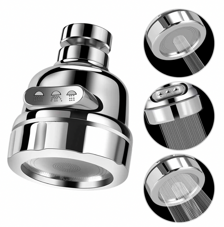Soffione doccia multifunzione in acciaio inox, design moderno, tre modalità di spruzzo regolabili, risparmio idrico, facile installazione.