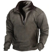 Felpa casual da uomo con mezza zip e collo alto 0