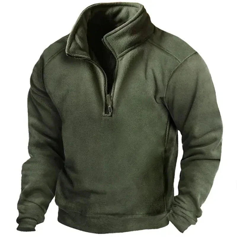Felpa casual da uomo con mezza zip e collo alto 1