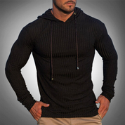 Felpa con cappuccio slim fit da uomo - Maglia a coste - Manica lunga - Coulisse regolabile 0