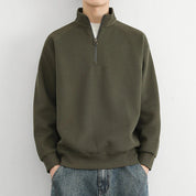 Felpa da uomo con mezza zip – Maglia a coste – Vestibilità comoda – Pullover casual con collo alto 0