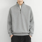 Felpa da uomo con mezza zip – Maglia a coste – Vestibilità comoda – Pullover casual con collo alto 2