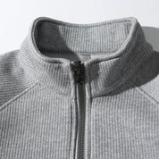 Felpa da uomo con mezza zip – Maglia a coste – Vestibilità comoda – Pullover casual con collo alto 3