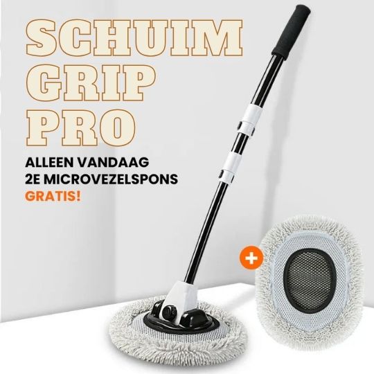 Mocio Schium Grip Pro con manico ergonomico e testa in microfibra, offerta speciale con secondo panno in microfibra incluso.
