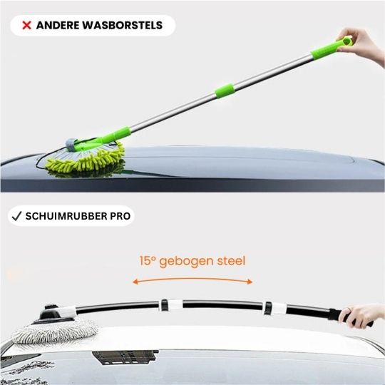 Spazzola lavaggio auto con manico telescopico, testina in microfibra, design ergonomico, ideale per pulizia auto, camion, camper.