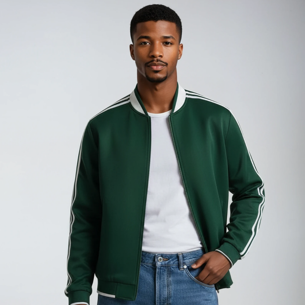 Gilet sportivo da uomo di peso medio | Leggero e traspirante | Colletto da baseball e maniche a righe 1