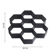 Stampo per pavimentazione esagonale in plastica nera, dimensioni 30x30 cm, ideale per giardino e vialetti. Strumento fai-da-te per cemento.