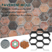 Stampo per pavimentazione in plastica esagonale, ideale per creare percorsi personalizzati in giardino. Design a effetto pietra, facile da usare.