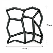 Stampo per pavimentazione in plastica nera, forma geometrica irregolare, dimensioni 35x35 cm, ideale per giardino e vialetti fai-da-te.