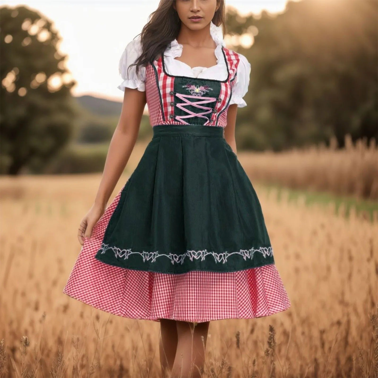 JANE | Abito Dirndl retrò a quadri dell'Oktoberfest 0