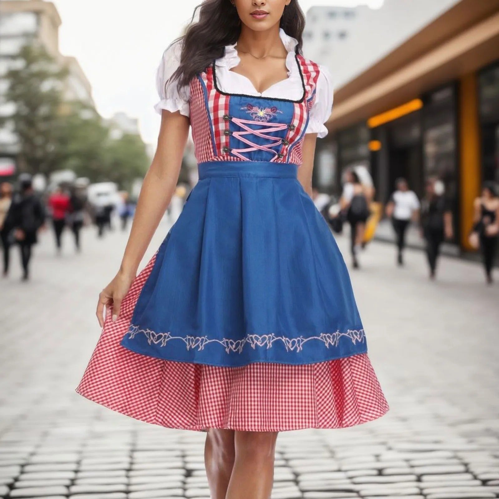 JANE | Abito Dirndl retrò a quadri dell'Oktoberfest 2