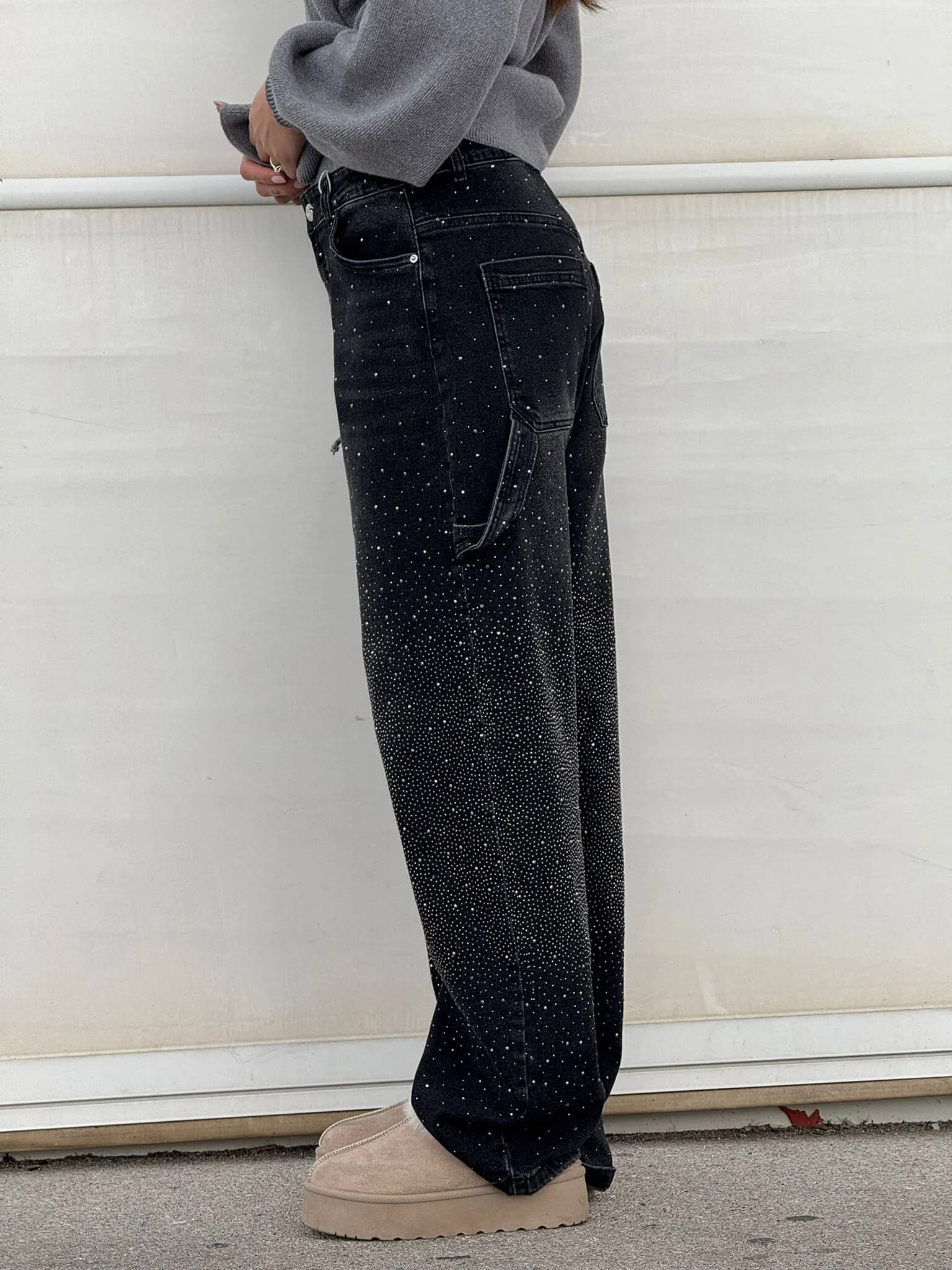 Jeans Balloon Larghe Sabrina con Eleganti Dettagli Brillanti