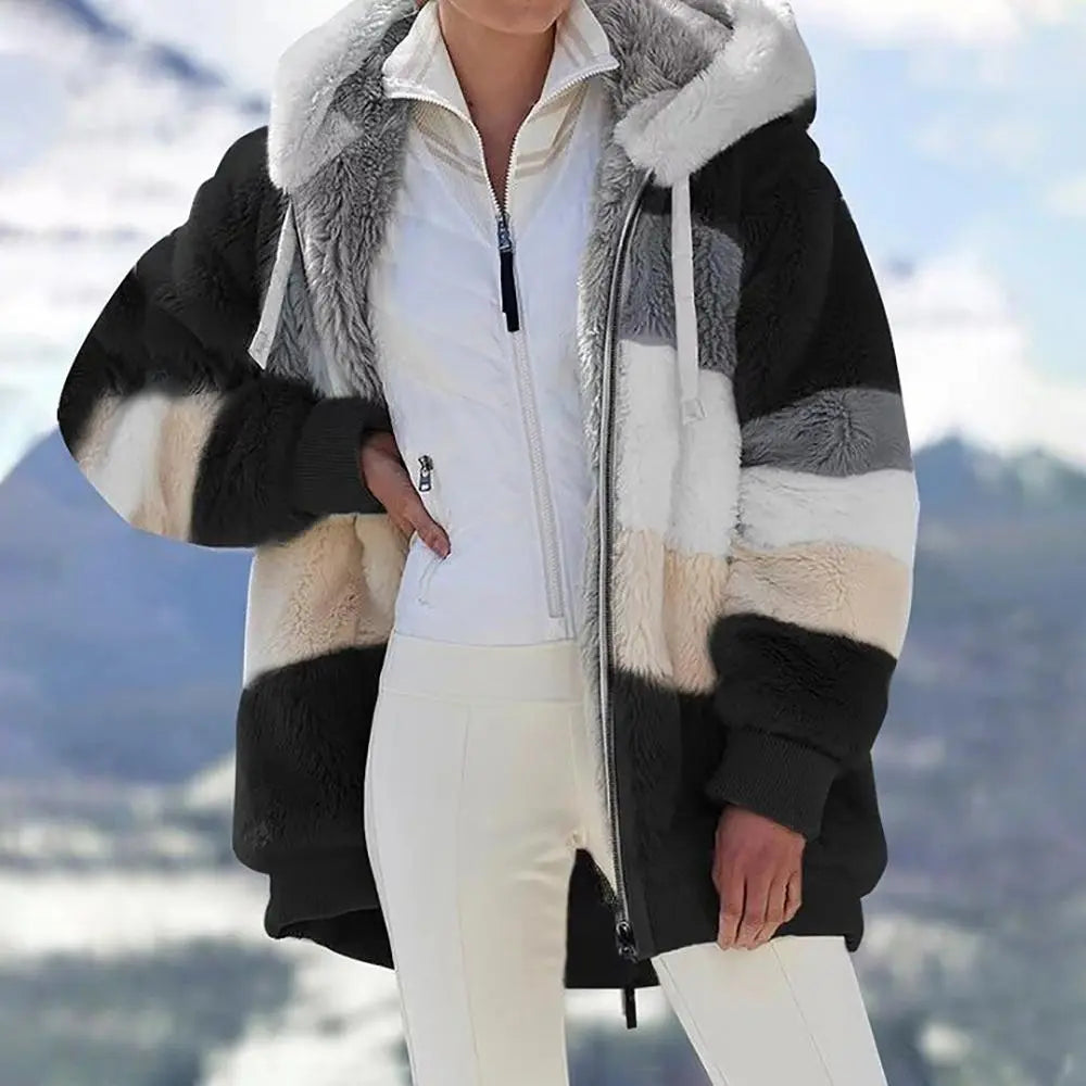 KAREN | Fluffy Warm Oversized Hoodie Coat - Lizabella Fashion