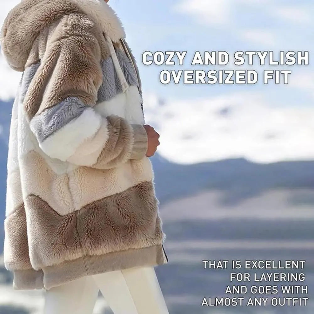KAREN | Fluffy Warm Oversized Hoodie Coat - Lizabella Fashion