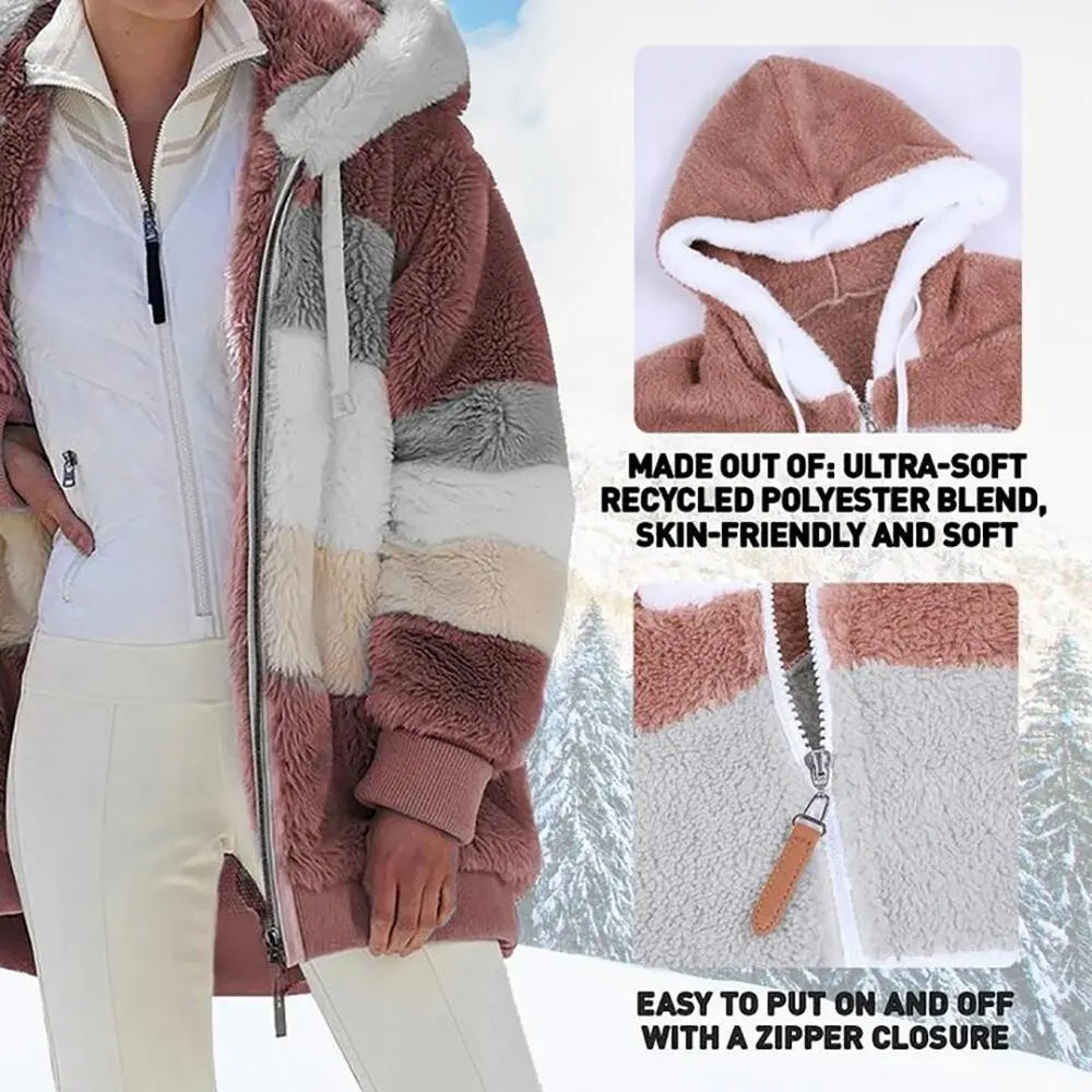 KAREN | Fluffy Warm Oversized Hoodie Coat - Lizabella Fashion