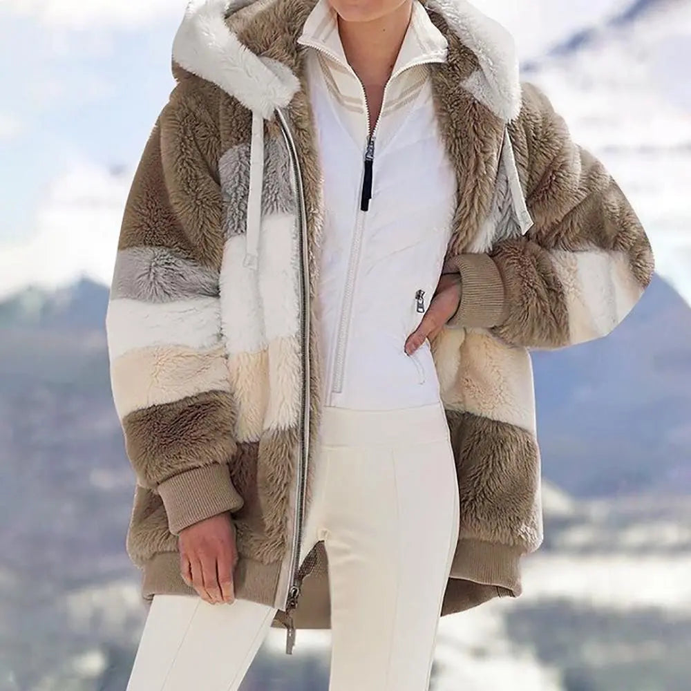KAREN | Fluffy Warm Oversized Hoodie Coat - Lizabella Fashion