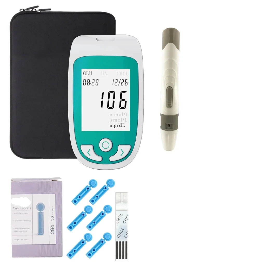 Kit di test del colesterolo per la casa analizzatore multifunzionale con lancetti metro di glucosio acido urico 0