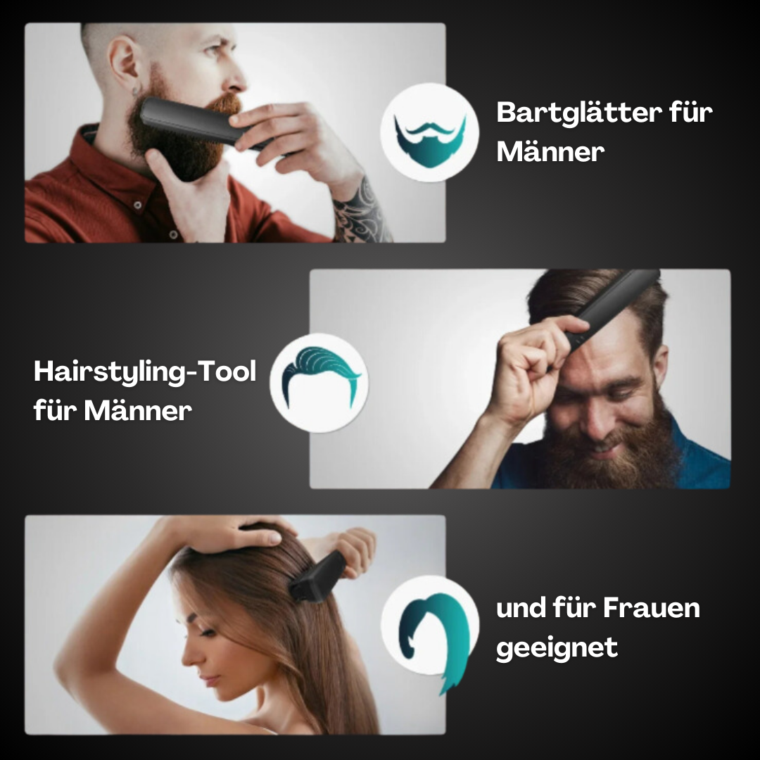 Strumento per lisciare barba e capelli, adatto a uomini e donne. Pettine elettrico per styling, ideale per cura personale e acconciature.