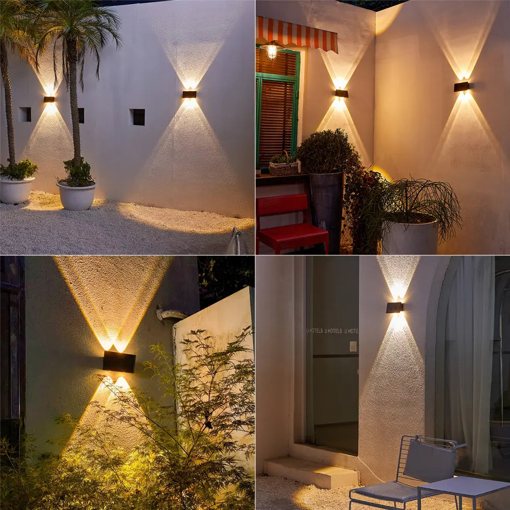 Lampada da parete solare impermeabile con luce verso l'alto e verso il basso per giardino, scale e recinzioni - Illuminazione esterna ad energia solare 1