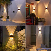 Lampada da parete solare impermeabile con luce verso l'alto e verso il basso per giardino, scale e recinzioni - Illuminazione esterna ad energia solare 1