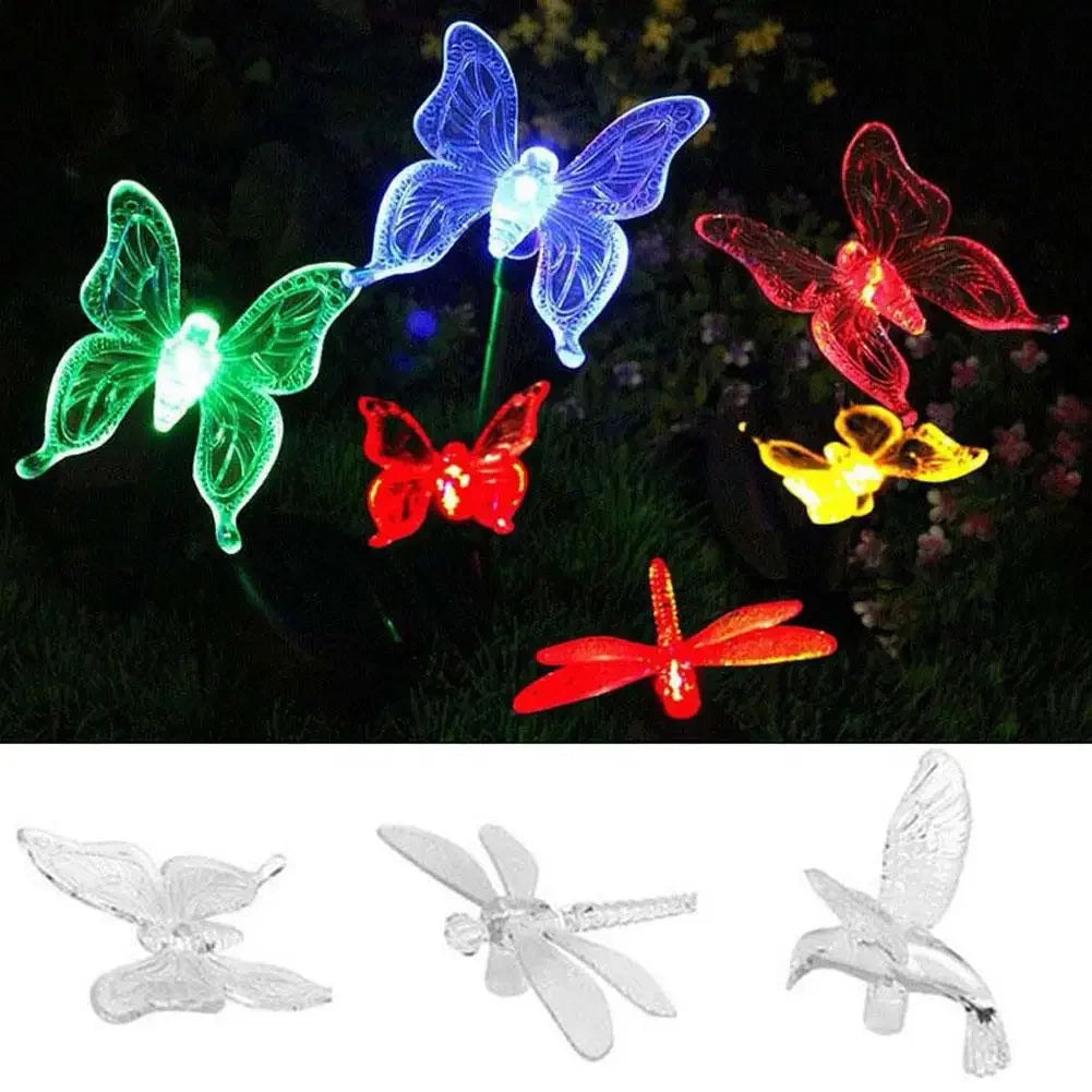 Lampada solare da giardino con colibrì, farfalla e libellula: design ecologico e resistente alle intemperie per un'affascinante illuminazione esterna 3