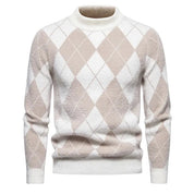 Maglione Argyle da uomo - Girocollo - Lavorato a maglia - Manica lunga - Motivo classico 0