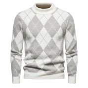 Maglione Argyle da uomo - Girocollo - Lavorato a maglia - Manica lunga - Motivo classico 1