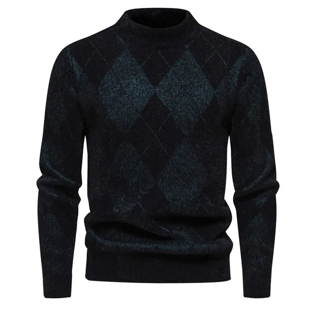 Maglione Argyle da uomo - Girocollo - Lavorato a maglia - Manica lunga - Motivo classico 2