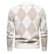 Maglione Argyle da uomo - Girocollo - Lavorato a maglia - Manica lunga - Motivo classico 3