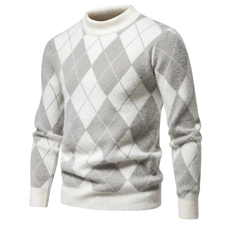 Maglione Argyle da uomo - Girocollo - Lavorato a maglia - Manica lunga - Motivo classico 4