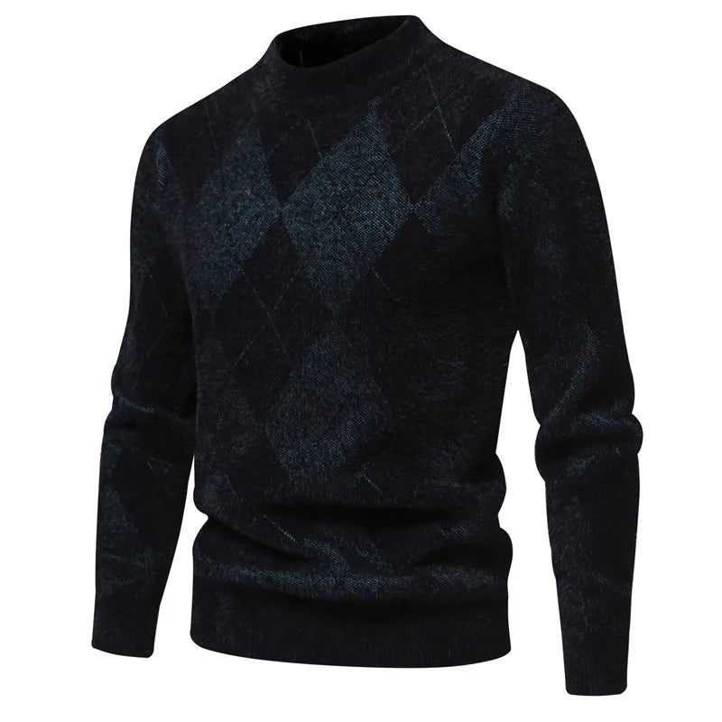 Maglione Argyle da uomo - Girocollo - Lavorato a maglia - Manica lunga - Motivo classico 5
