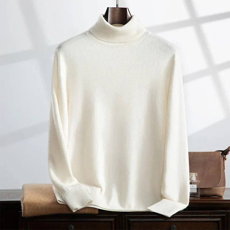 Maglione a collo alto da uomo – Cashmere – Vestibilità comoda – Maglia a coste – Lunghezza intera 2