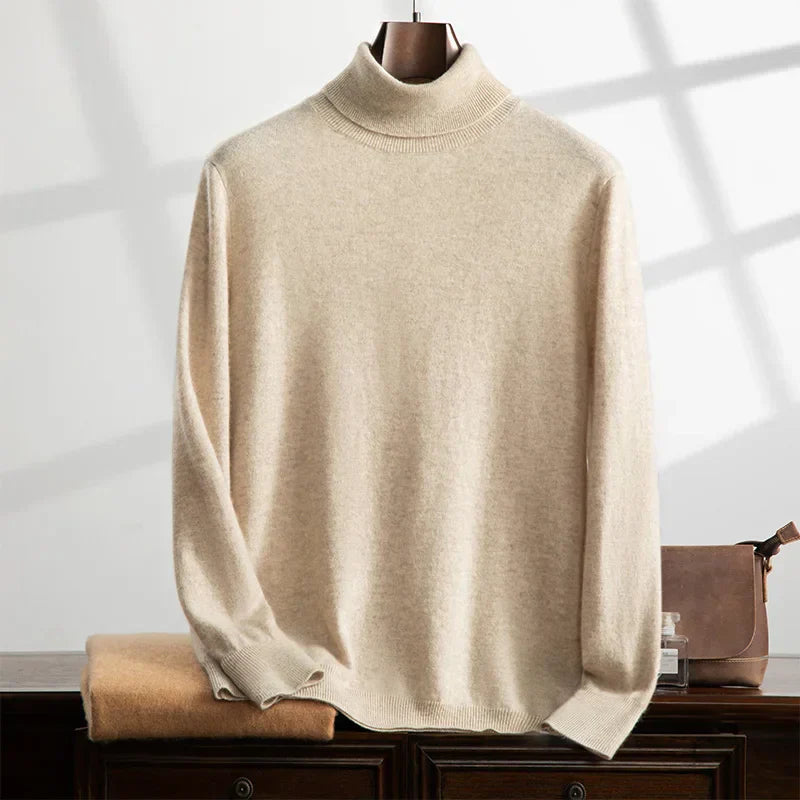 Maglione a collo alto da uomo – Cashmere – Vestibilità comoda – Maglia a coste – Lunghezza intera 3